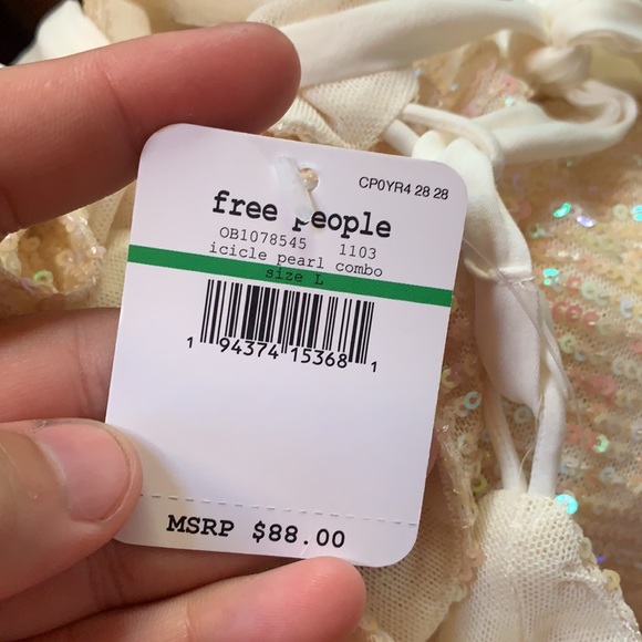 Free People Gold Rush Icicle Pearl Mini Dress Large PRICE FIRM - Picture 7 of 11